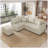 L-shaped Sectional Pull Out Sofa Bed Sleeper Sofa with Two USB Ports, Two Power Sockets and a Movable Storage Ottoman-190385852