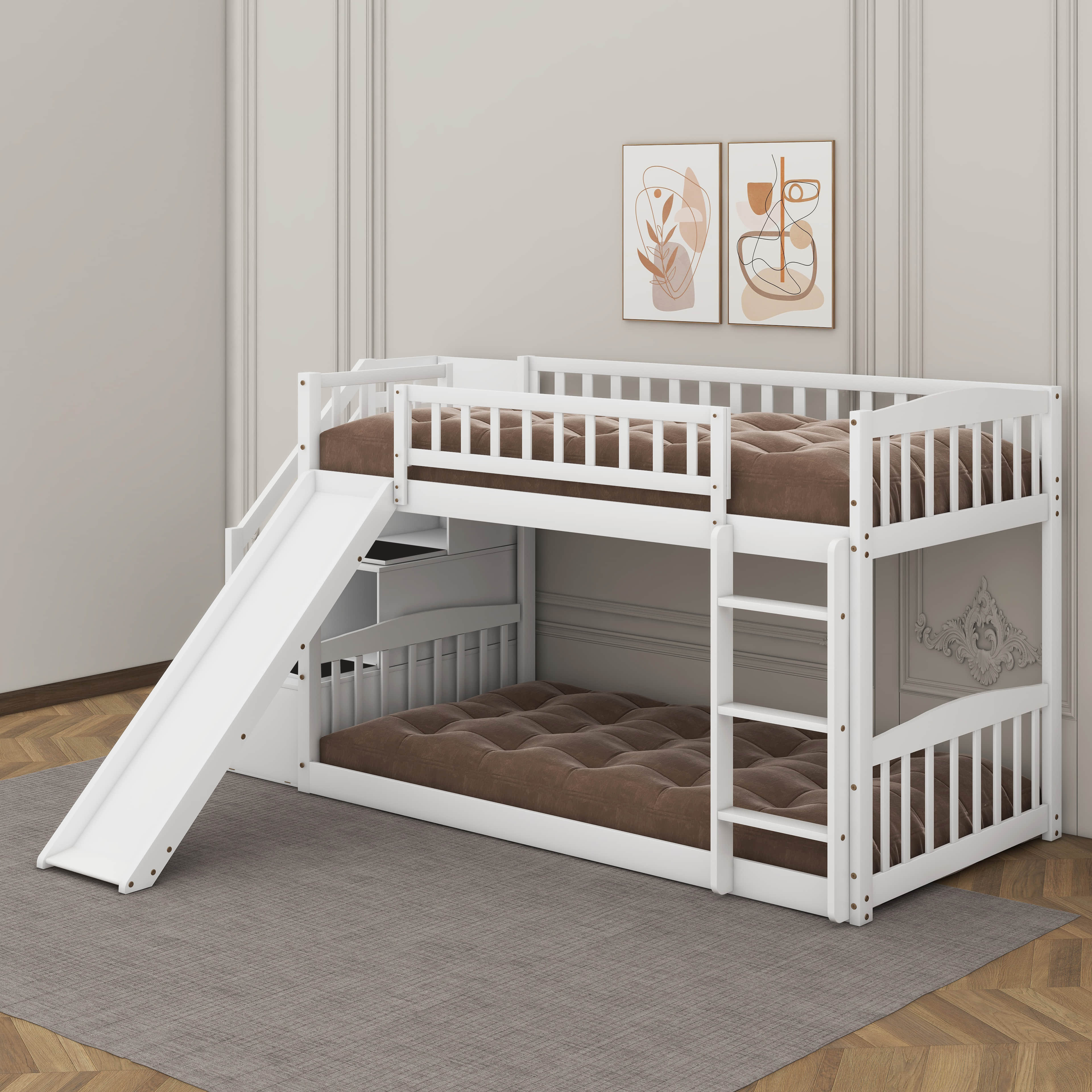 Harriet Bee Twin Over Twin Bunk Bed With Slide | Wayfair