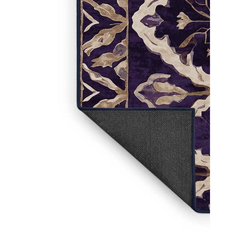 Tapis mauve soyeux et moelleux, Rectangulaire 3 pi x 5 pi