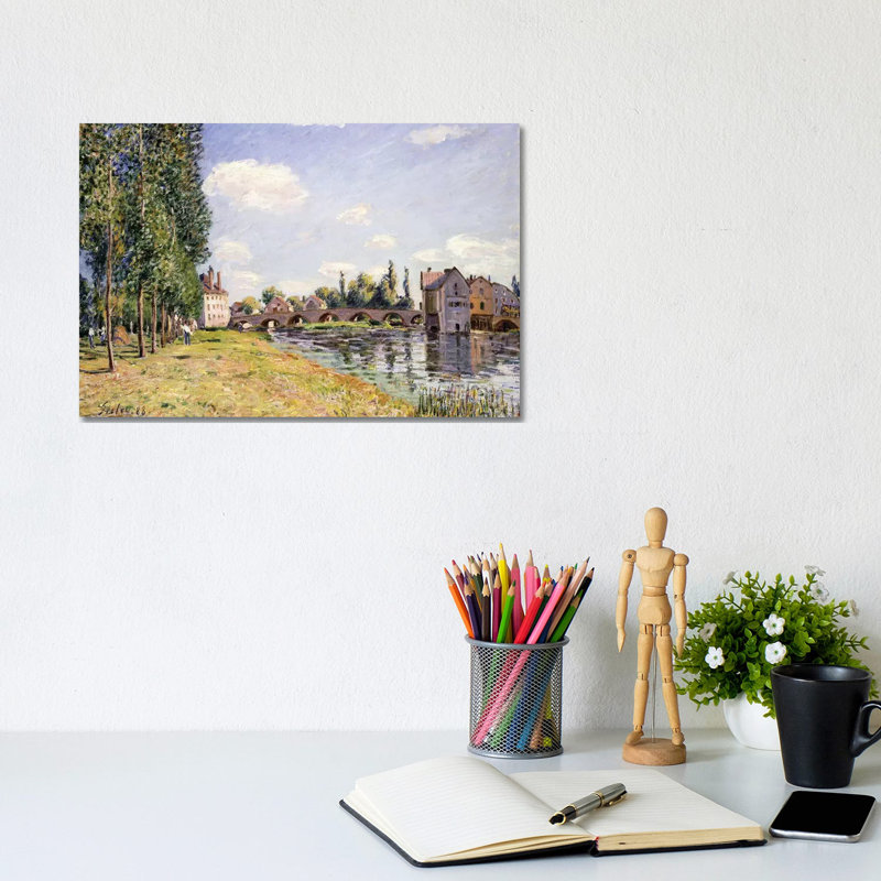 The Moret Bridge In The Summer, 1888 by Alfred Sisley - Wrapped Canvas Print, 20.32cm H x 30.48cm W x 1.905cm D