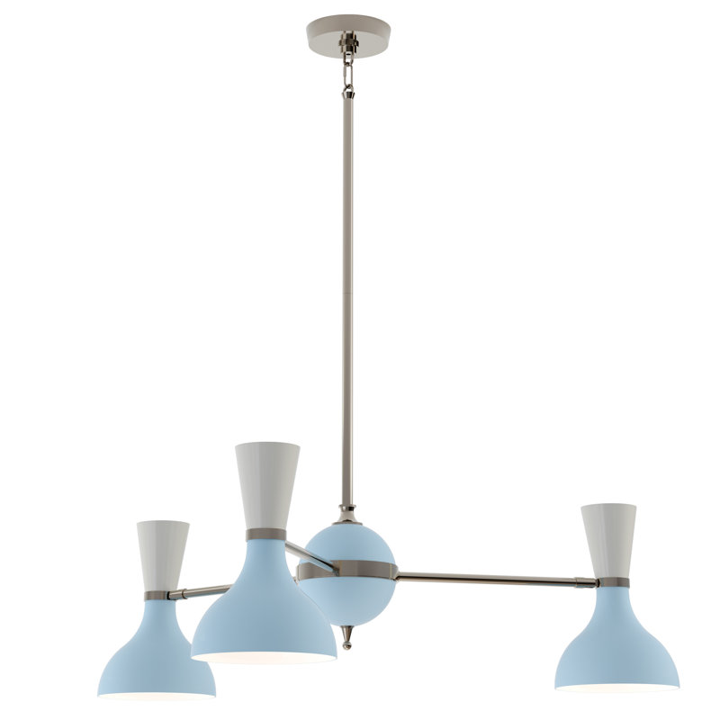 Lustre Clare Light, Bleu pastel et blanc, Nickel poli, H 56,25 po x l 27,75 po x P 15 po