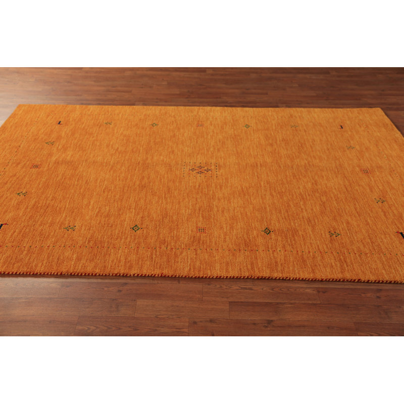 Tapis orange Gabbeh moderne 5 x 8