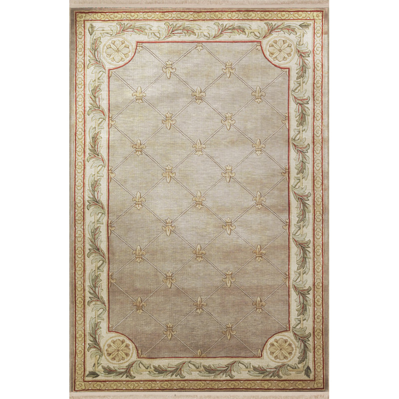 Tapis en polypropylène à imprimé numérique beige Vittorina, Rectangle 5 pi x 9 pi 11 po
