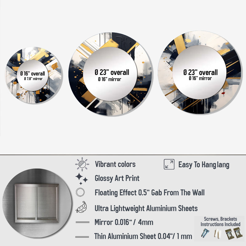 Miroir mural rond en aluminium Deztinee