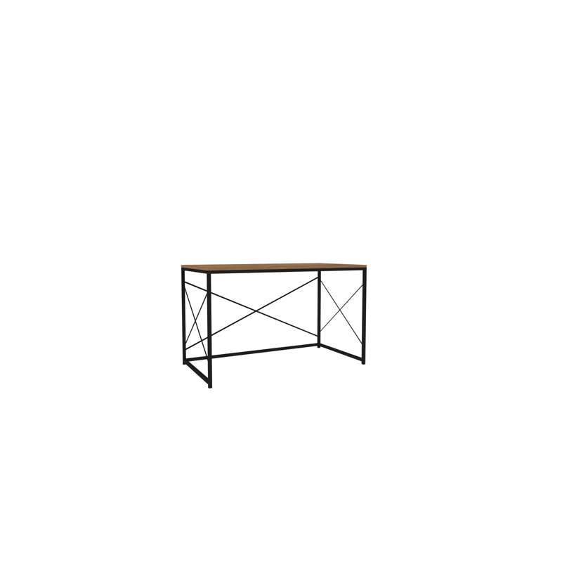 Bureau d'étude moderne avec structure en métal, finition noyer et noir, 47,6 po x 28,3 po x 23,6 po | 100% panneau de particules enduit de mélamine, épaisseur de 0,7 pouce | Design industriel, durable et élégant pour la maison ou le bureau