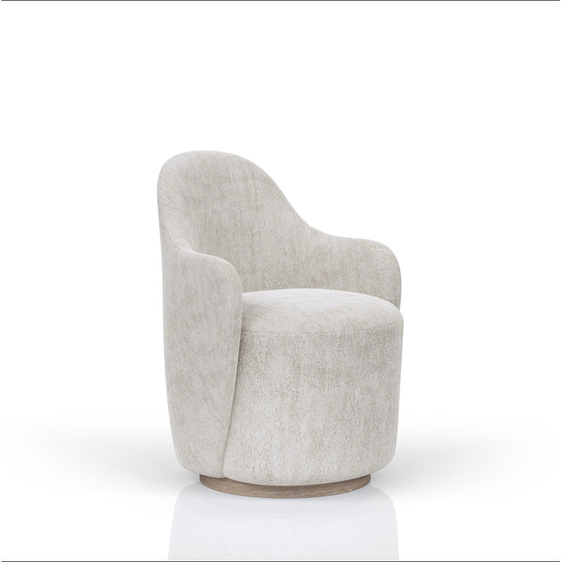 Fauteuil demi-tonneau pivotant cacao et ivoire