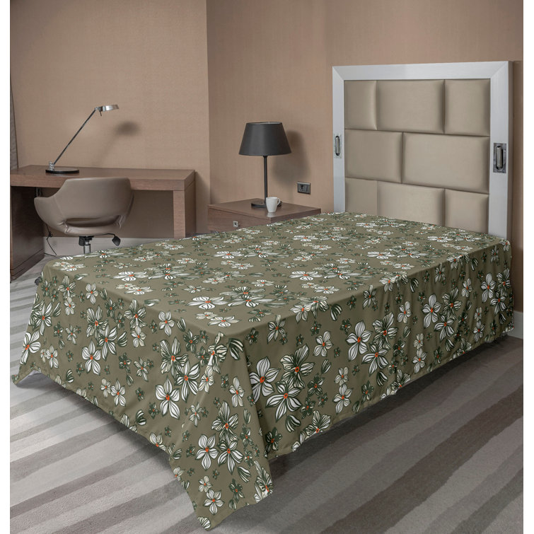 Drap plat à motif floral bohème Ambesonne