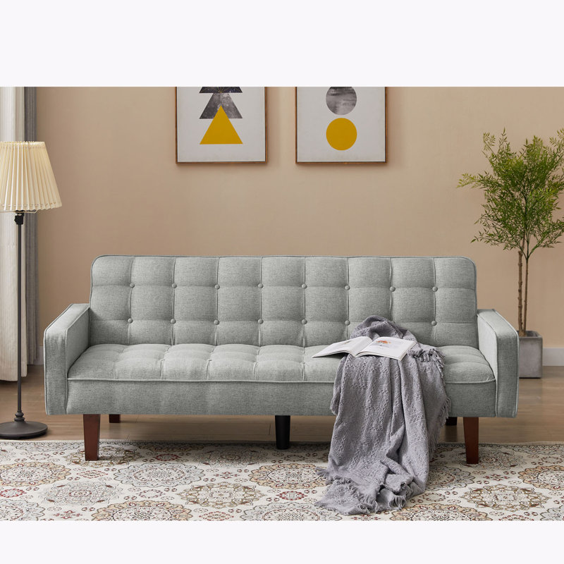 Canapé-lit convertible en futon 73,62 po Montevia, Lin gris