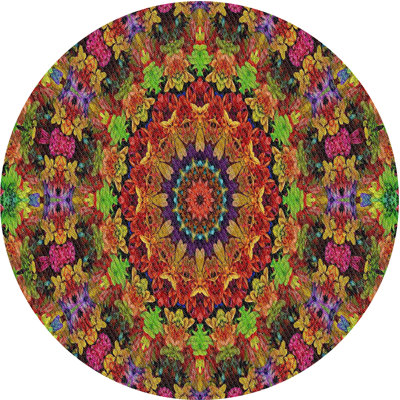 Tapis rouge/vert/bleu tissé à la machine