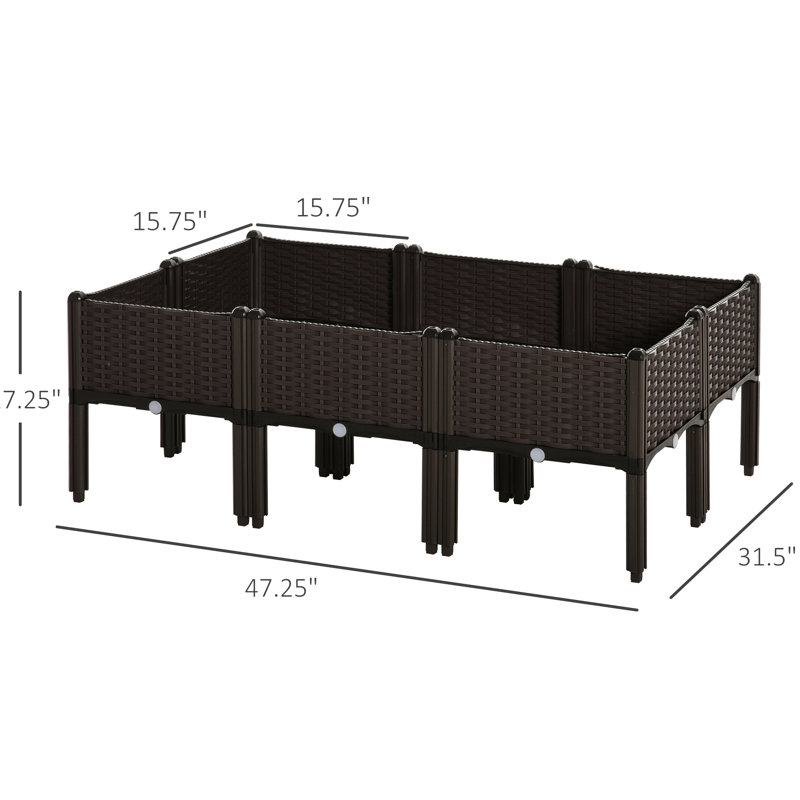 Ensemble de jardin surélevé pour jardin - 6 boîtes à fleurs surélevées à arrosage automatique pour fleurs et légumes d'extérieur Aucun outil requis Installation L 15,57 po x l 17,08 po H Assemblage requis