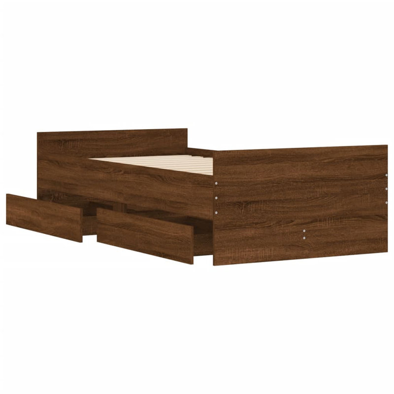 Nyarie Bed, Small Single ( 75 x 190 cm), Brown Oak