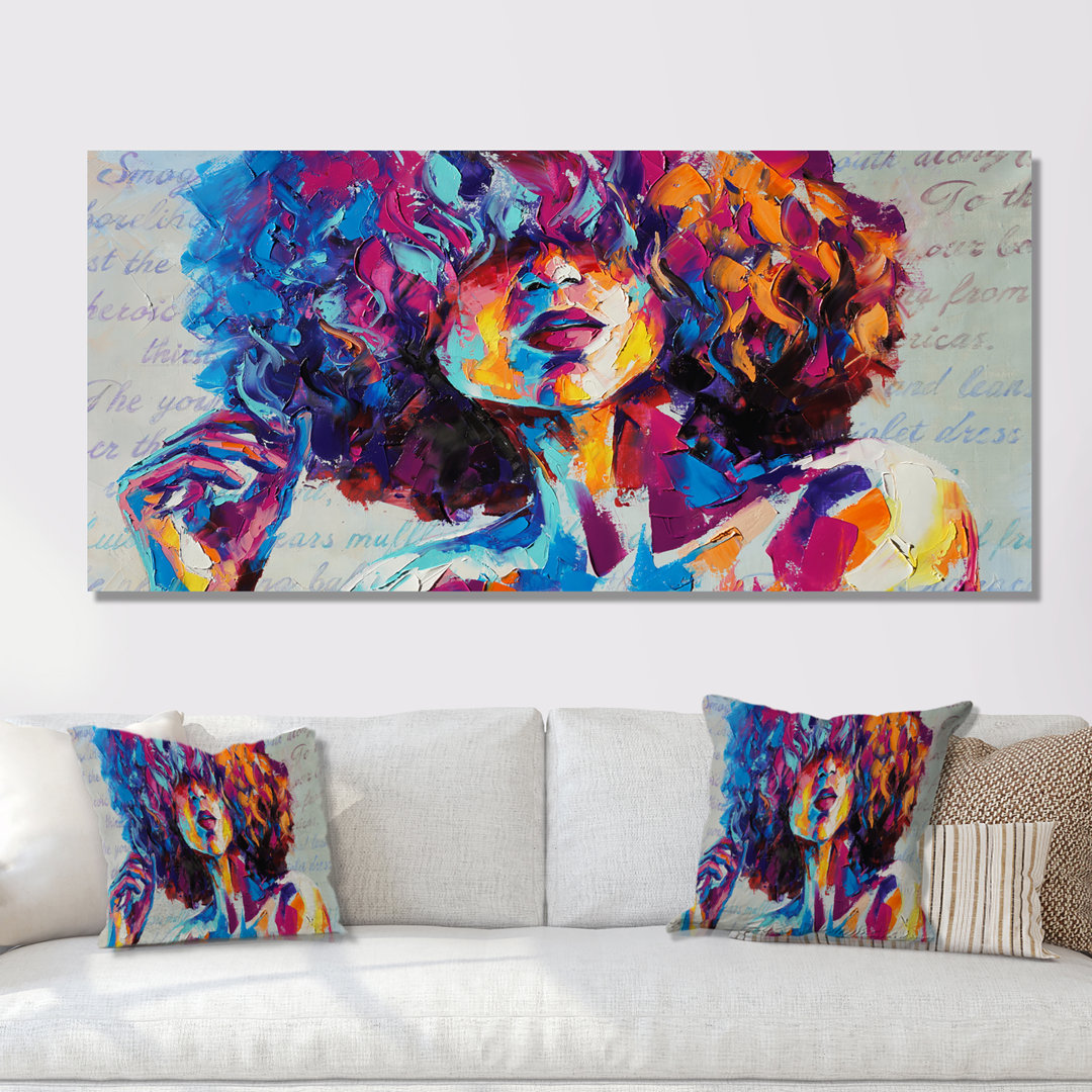 Colorful Paint Stroke Woman Portrait " Colorful Paint Stroke Woman Portrait " House of Hampton®