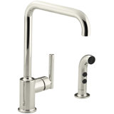 Purist® Two-Hole Kitchen Sink Faucet with 8" Spout and Matching Finish Sidespray