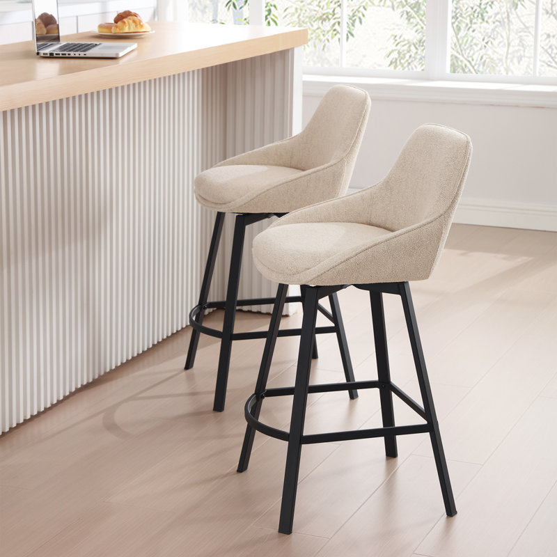Absalom Swivel 25.6'' Counter Stool, Beige