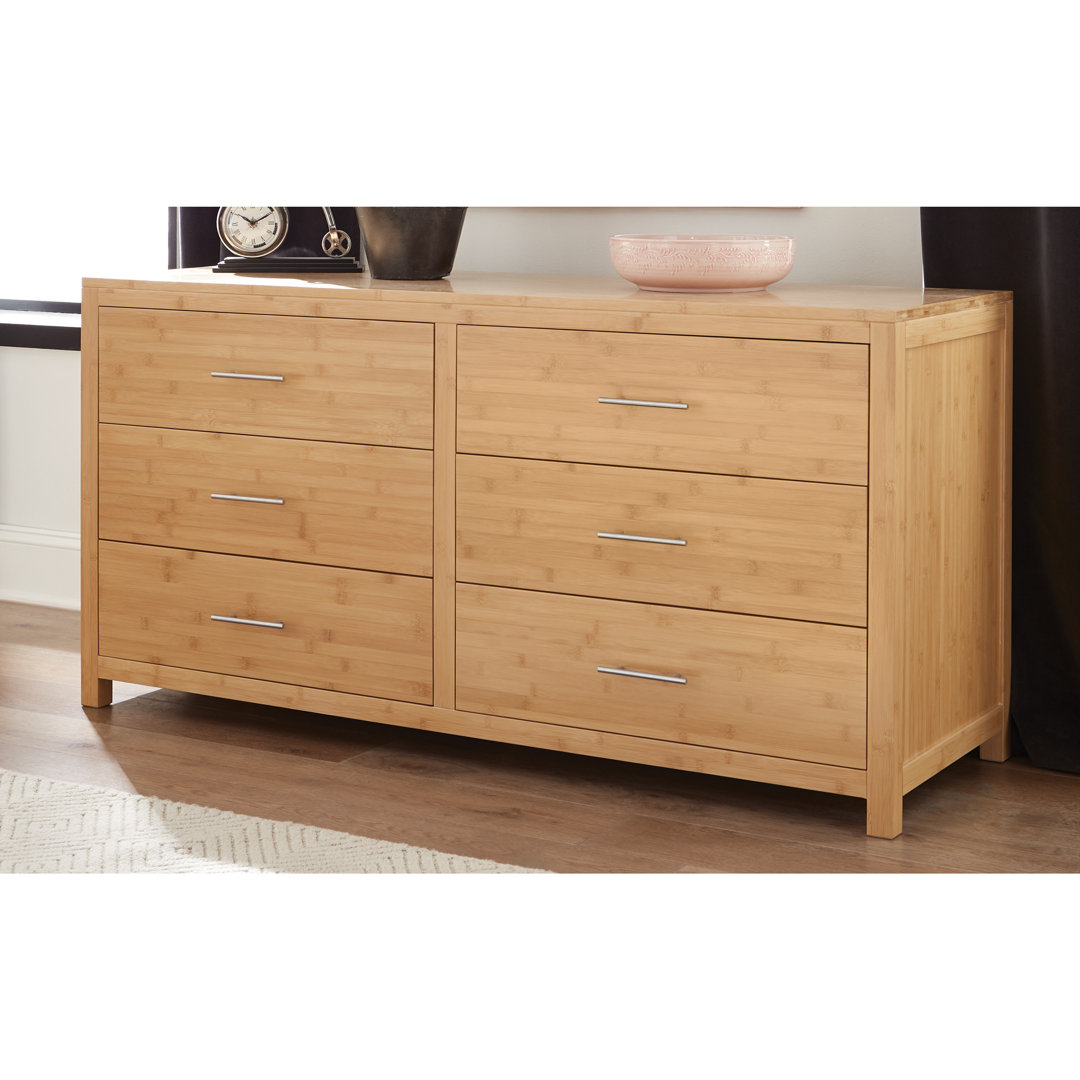 Hugoton 6 Drawer 59.8'' W Solid Wood Double Dresser Foundry Select 