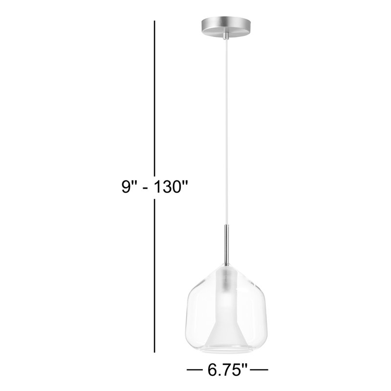 Ryia 1 - Light Single Pendant, Clear, Satin Brass