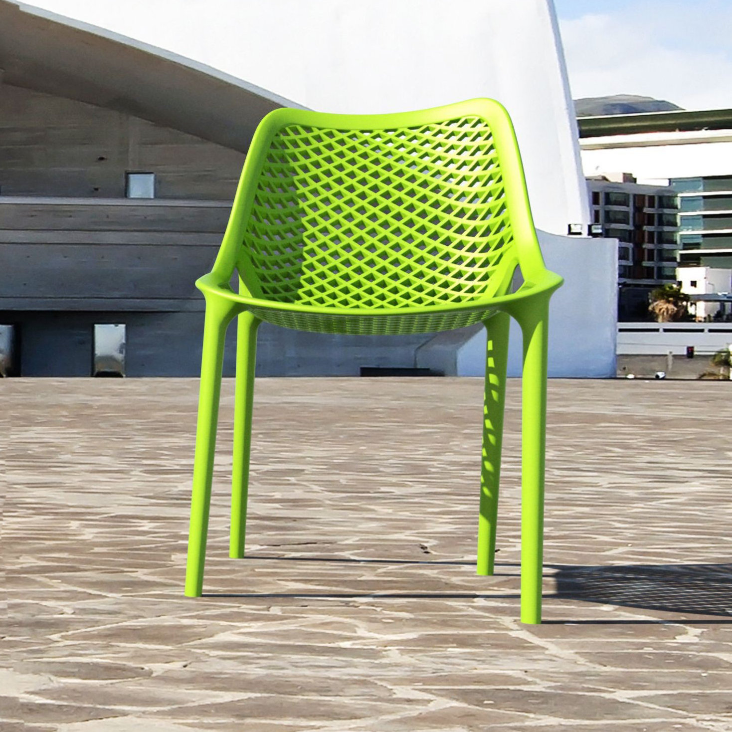 Farrah Stackable Patio Side Chair, Tropical Green