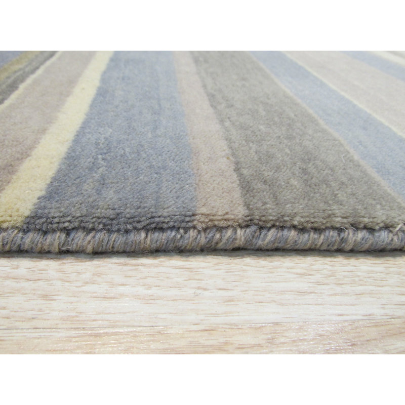 Tapis brun clair / crème en laine fait à la main Galipeau, Rectangle 5 pi 6 po x 8 pi