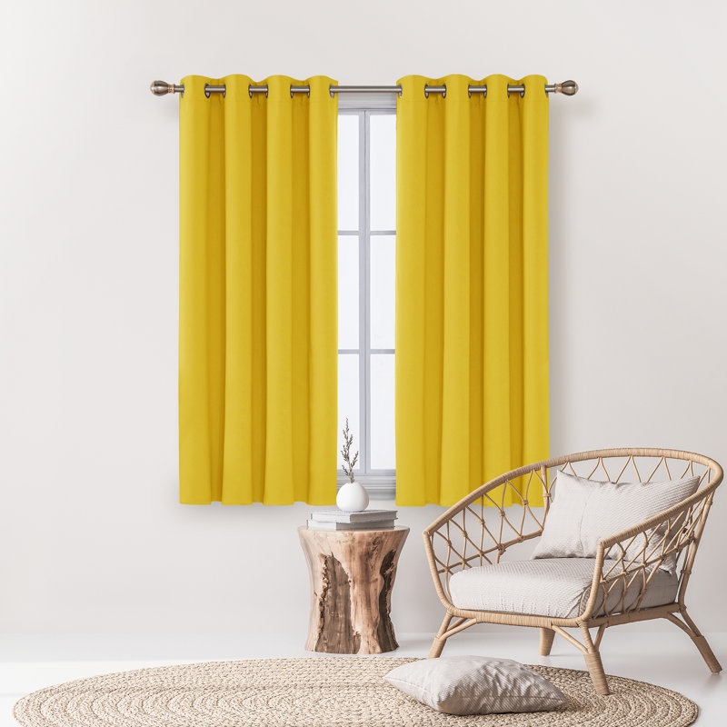 Borunda Room Darkening Curtain Single Panel, 51" W x 53" L, Mellow Yellow