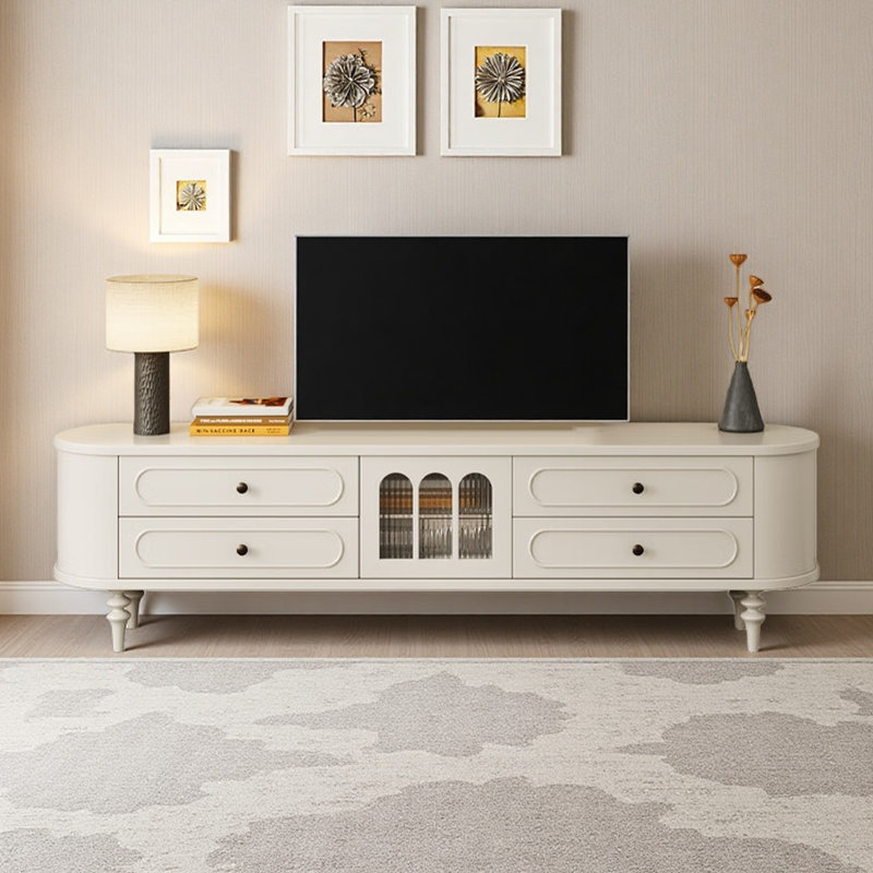 Meuble télé French Light Luxury Design, H 20,87 po x L 70,87 po x l 15,75 po, Blanc cassé