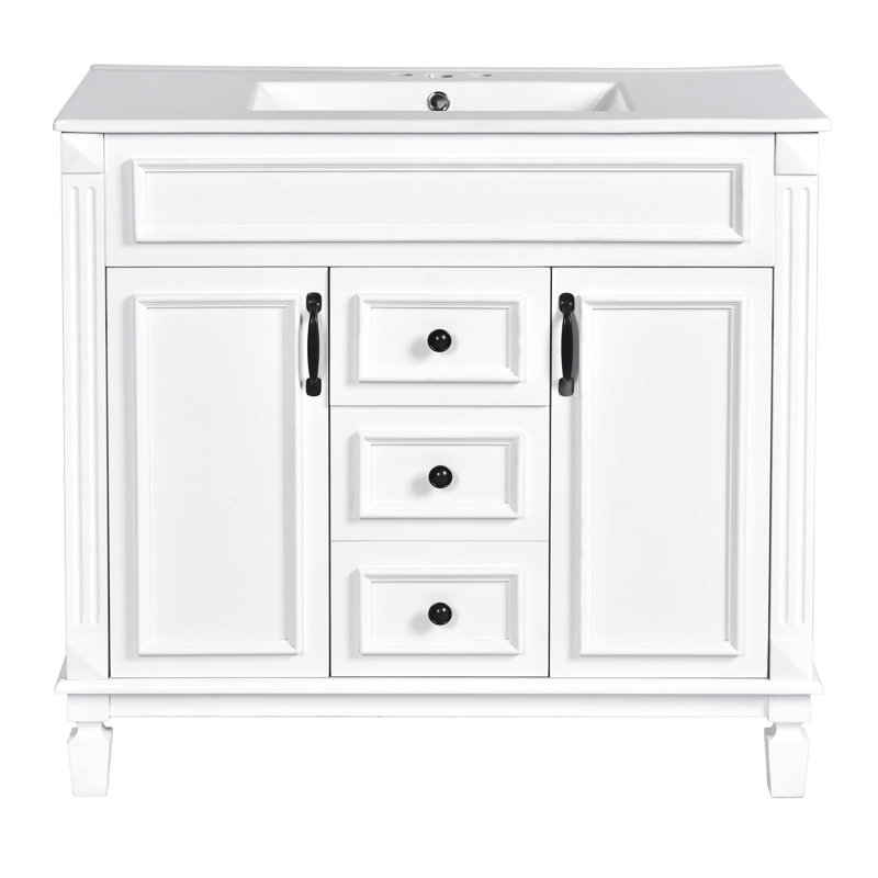 Meuble-lavabo 36 po avec lavabo en céramique, Bleu