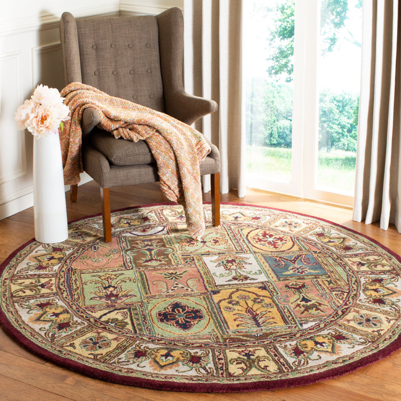 Tosca Hand-Tufted Wool Brown/Yellow Area Rug, Round 3'6"