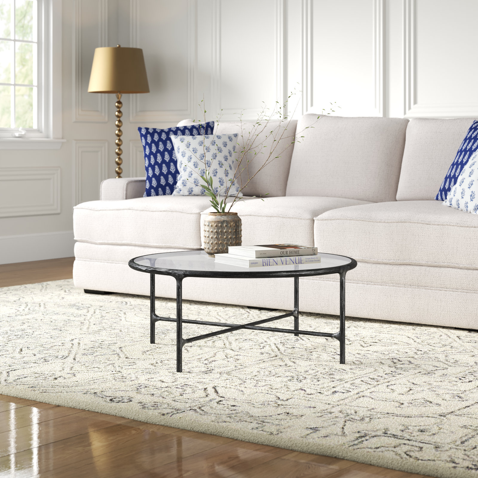 Evelynn 4 Legs Coffee Table, Clear, Glass, Black