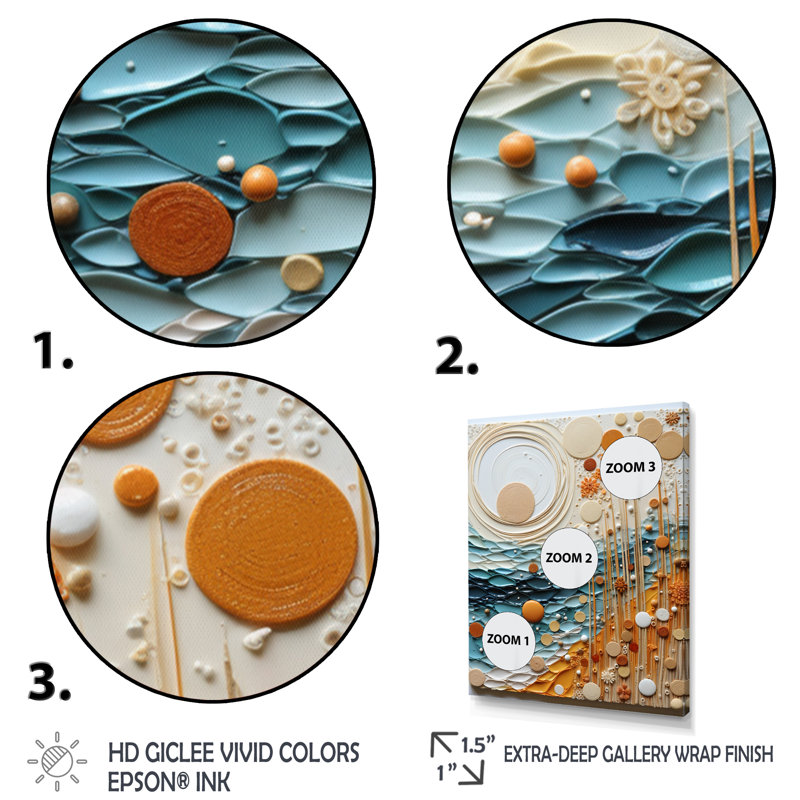 Décoration murale Serene Sands III - Collages abstraits, Cadre flottant doré, H 32 po x l 24 po x P 1 po