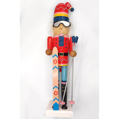 Christmas Nutcracker the Skier.  Classic Wooden Festive Decoration F07M14-42-N01826A