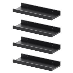 MyGift Black Floating Shelves for Wall, Decorative Rectangular Metal Frame  Display Wall Shelf for Bedroom