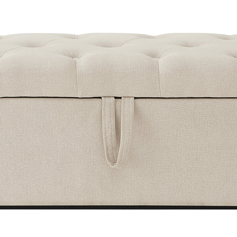 Banc de rangement rembourré en lin, Beige