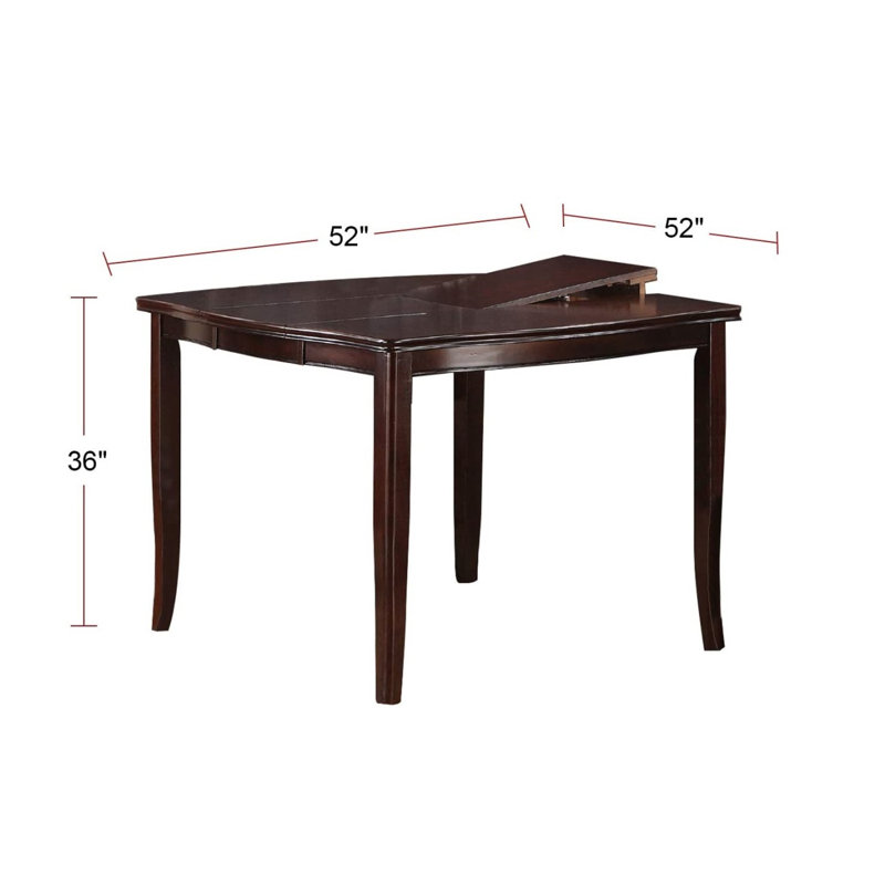 Table de salle à manger à hauteur de comptoir avec placage de bouleau et panneau de fibres à densité moyenne, bois d'hévéa