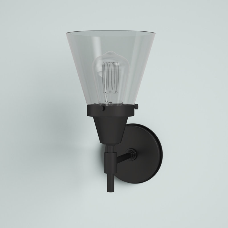 Gayle Steel Armed Sconce, Matte Black, Clear, Incandescent