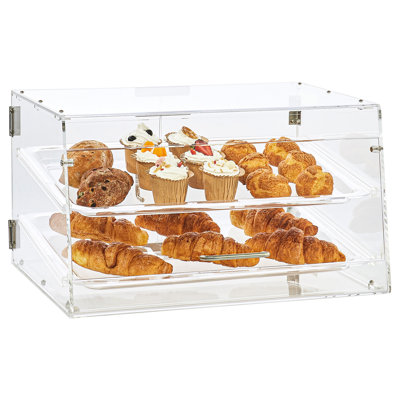 Acrylic 2 - Tier Countertop Pastry Display Case With Rear Door And Removable Trays, Keep Donuts Cookies Fresh, Applicable To Retail Food Service Areas Coffee Shops Stores