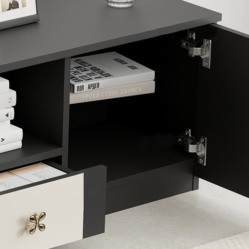 Meuble télé de salon de style italien, Noir/crème, 70.87"