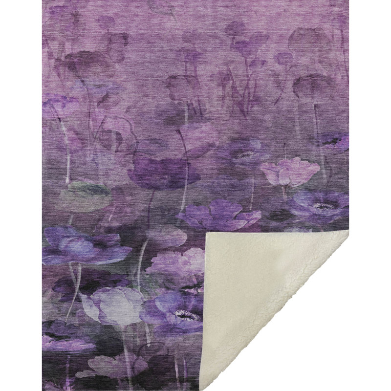 Jeté floral Sherpa ASB613 Addison, Mauve