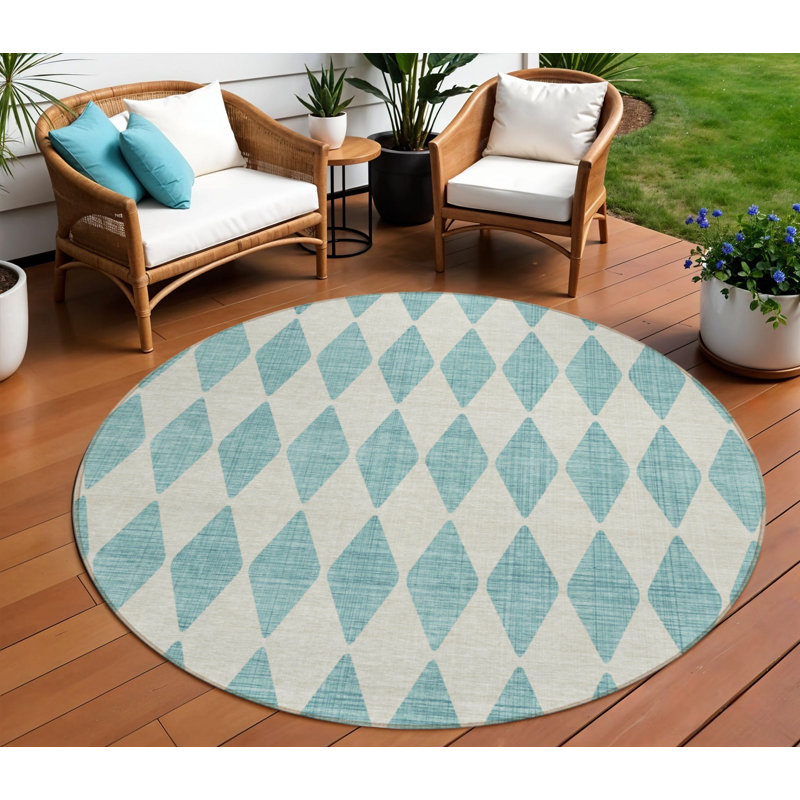 Tapis rond bleu 8 po