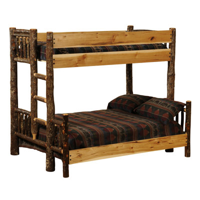 Fireside Lodge Hickory Log Bunk Bed - Double/Single - Ladder Right - Natural