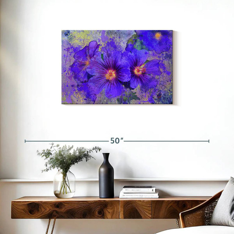 Harnek Blotted Purple Flowers, 20" H x 30" W