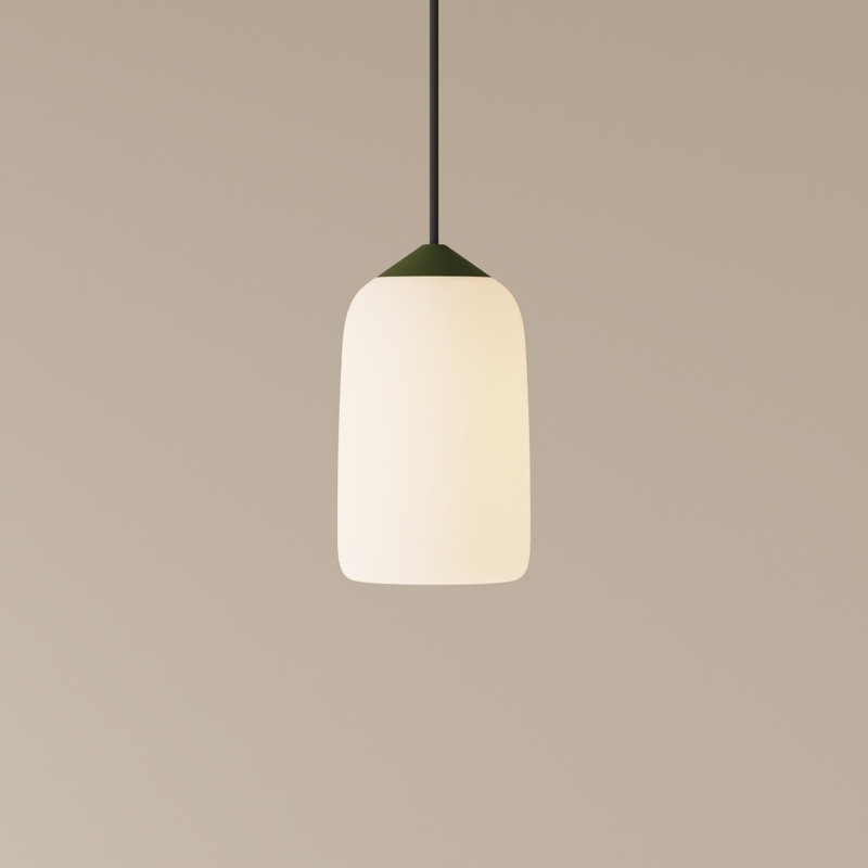 Goby Pendant Light, Black, 18" H x 9" W x 5.25" D, Olive
