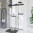 Frameless Double Sliding Shower Door 44-48 "W X 74" H, 5/16 "(8Mm) Tempered Glass, Explosion Proof Film, Stainless Steel Handle, Square Tube Track, Matte Black-124018305
