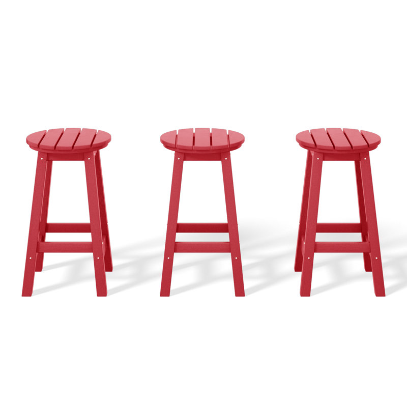 Tabouret de comptoir rond 24 po Laguna (ensemble de 3), Rouge