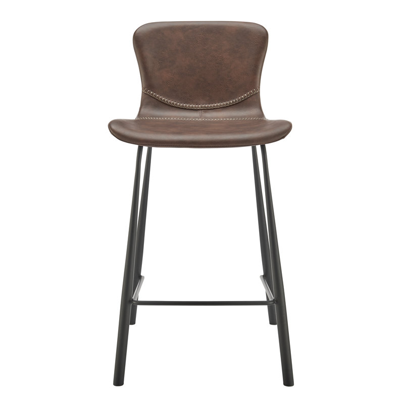 Tabouret de bar et de comptoir Mald, Tabouret de comptoir (assise de 26 po de hauteur), Marron foncé