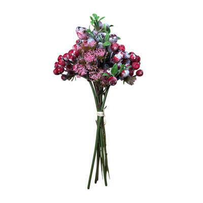 Bouquet de baies artificielles avec verdure, fausses tiges florales réalistes pour vase, arrangement décoratif petit à moyen pour la maison, le bureau, le mariage et les centres de table