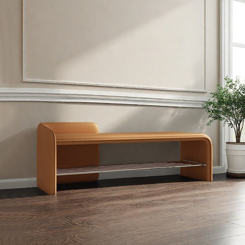 35.4in Shoe Storage Bench, Orange
