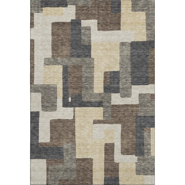Orren Ellis Premium Machine Washable Tweedy Chocolate Rug | Wayfair