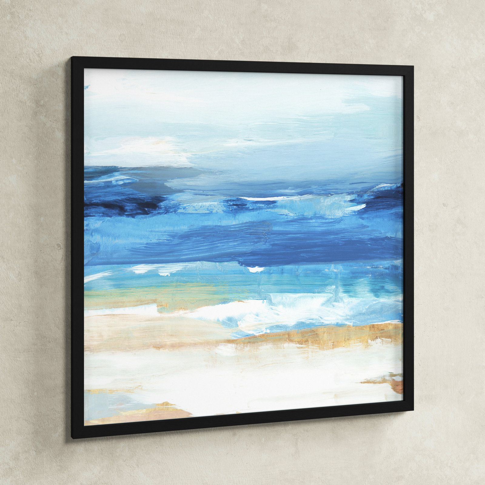 Daphnee "Surface Waves" Painting, Black Framed, 27.5" H x 27.5" W x 0.75" D