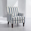 Fauteuil rembourré à accoudoirs rayés brun, blanc et brun