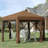 Hexagonal Pop Up Gazebo, Outdoor Canopy Tent with 6 Mesh Sidewall Netting, 3-Level Adjustable Height, Brown