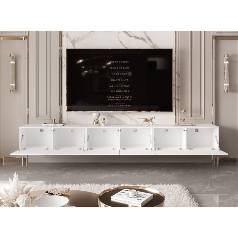 TV-Lowboard TV-Unit ANGEL, 36cm H x 300cm L x 40cm W, White Matt